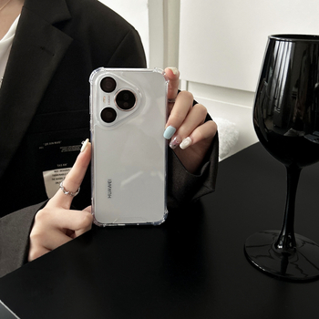 Kryt na telefón pre Huawei Pura70Pro, Pura80Pro a P70 Ultra — priehľadný, drážkový dizajn proti pádu; Materiál: TPU, akryl; Výroba: vstrekovanie; Kompatibilné s Huawei