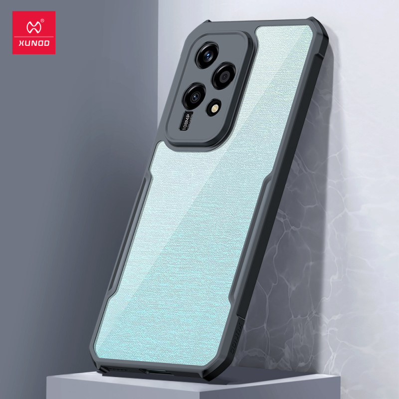 Xundd Honor 200 Lite калъф за телефон – прозрачен, PC+TPU, горещо пресован, удароустойчив, износоустойчив