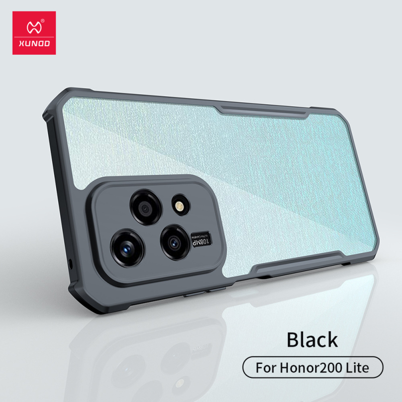 Xundd Honor 200 Lite калъф за телефон – прозрачен, PC+TPU, горещо пресован, удароустойчив, износоустойчив