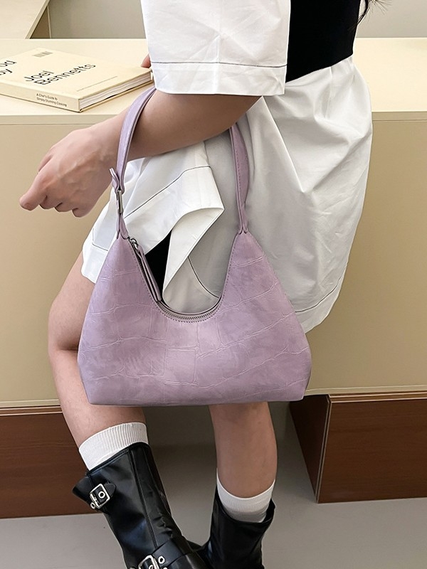 Geantă de subraț în formă de gyoză, PU material, fermoar, căptușeală din nailon, cu o singură curea, stil stradal