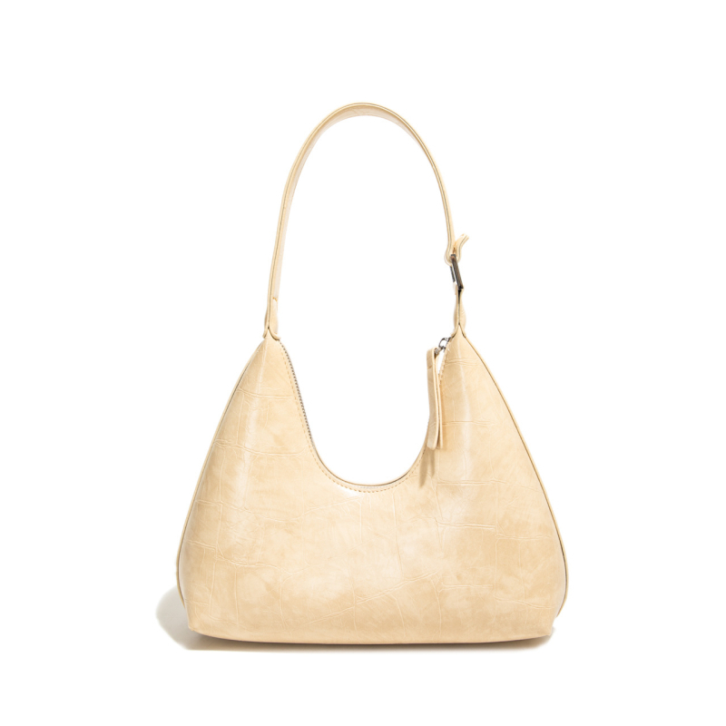 Geantă de subraț în formă de gyoză, PU material, fermoar, căptușeală din nailon, cu o singură curea, stil stradal