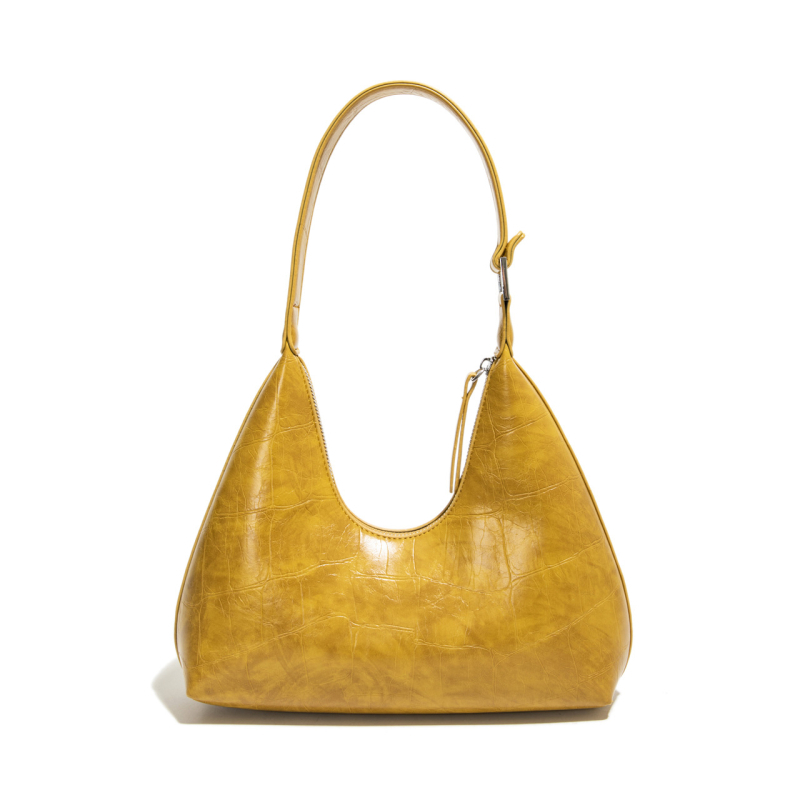 Geantă de subraț în formă de gyoză, PU material, fermoar, căptușeală din nailon, cu o singură curea, stil stradal