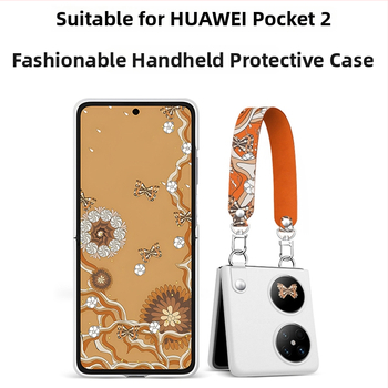 Huawei Pocket2 tālruņa korpuss – 2-in-1 luksusa mākslīgā āda, plaukstas siksna, pret kritienu, nolietojuma pretestība