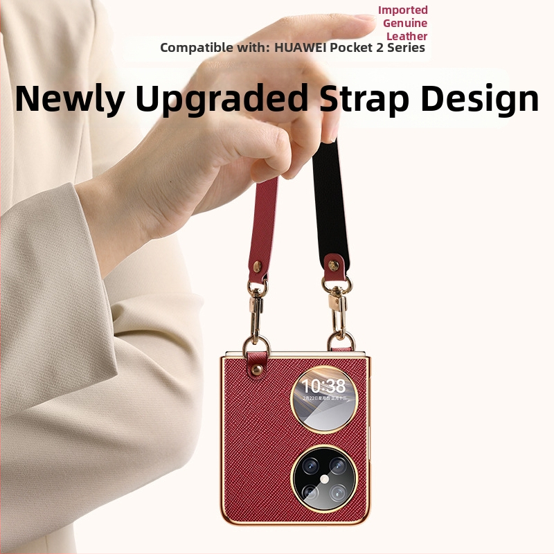 Huawei Pocket2 tālruņa korpuss – 2-in-1 luksusa mākslīgā āda, plaukstas siksna, pret kritienu, nolietojuma pretestība