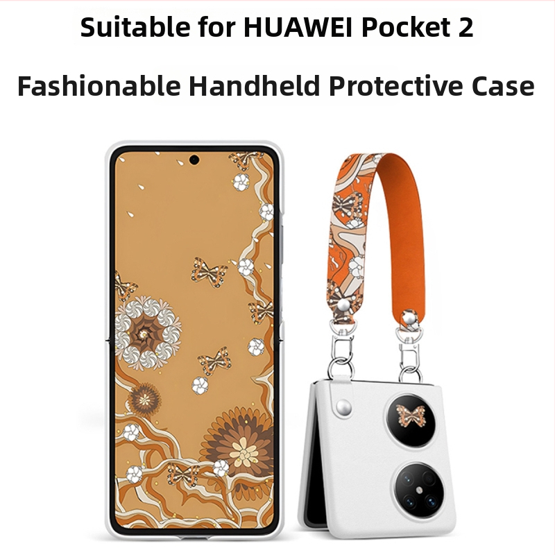 Huawei Pocket2 tālruņa korpuss – 2-in-1 luksusa mākslīgā āda, plaukstas siksna, pret kritienu, nolietojuma pretestība