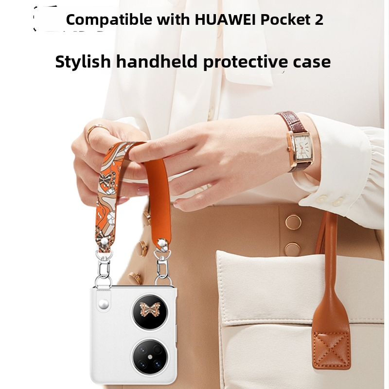 Huawei Pocket2 tālruņa korpuss – 2-in-1 luksusa mākslīgā āda, plaukstas siksna, pret kritienu, nolietojuma pretestība