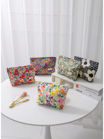 Platnena torbica za kozmetiku s cvjetnim uzorkom, za svakodnevnu upotrebu, ručno nošenje, za pohranu njege kože