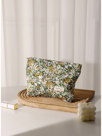 Platnena torbica za kozmetiku s cvjetnim uzorkom, za svakodnevnu upotrebu, ručno nošenje, za pohranu njege kože