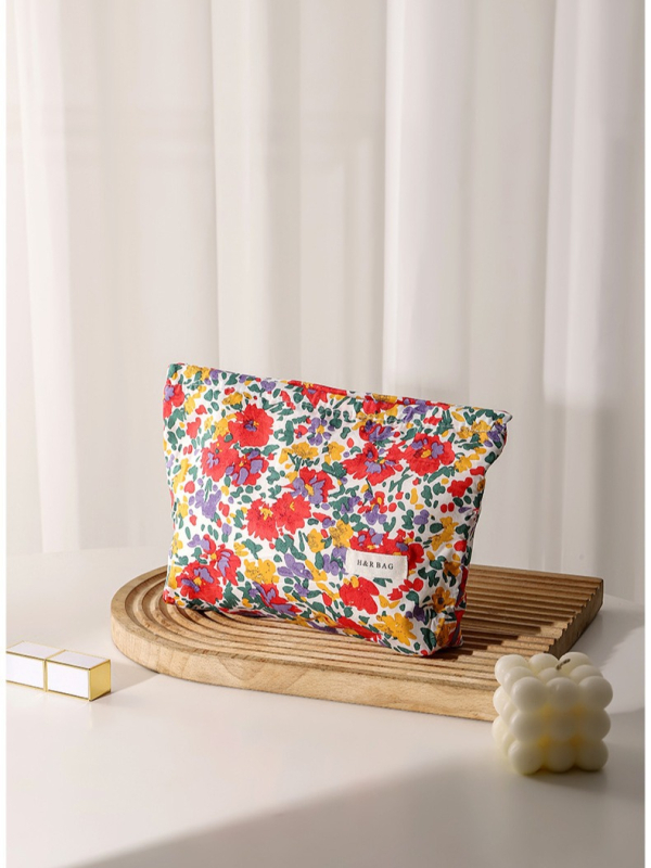 Platnena torbica za kozmetiku s cvjetnim uzorkom, za svakodnevnu upotrebu, ručno nošenje, za pohranu njege kože