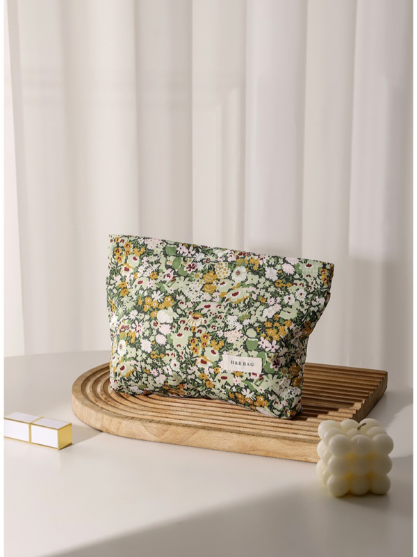 Platnena torbica za kozmetiku s cvjetnim uzorkom, za svakodnevnu upotrebu, ručno nošenje, za pohranu njege kože