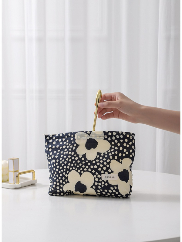 Platnena torbica za kozmetiku s cvjetnim uzorkom, za svakodnevnu upotrebu, ručno nošenje, za pohranu njege kože
