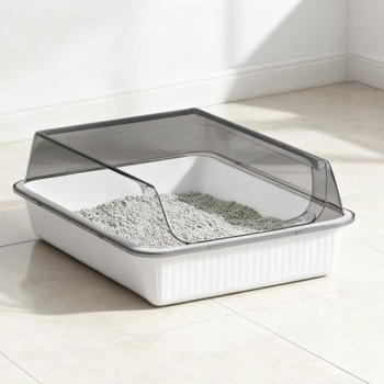 Cutie de gunoi pentru pisici din plastic PP, semi-închisă, îngroșată, anti-stropire, anti-praf, protecție împotriva mirosului