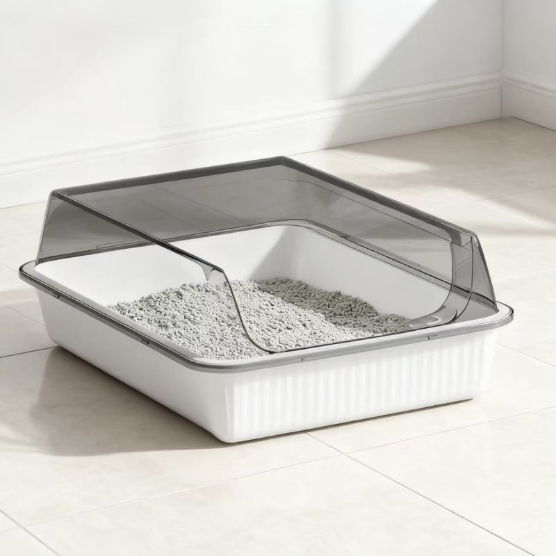 Cutie de gunoi pentru pisici din plastic PP, semi-închisă, îngroșată, anti-stropire, anti-praf, protecție împotriva mirosului