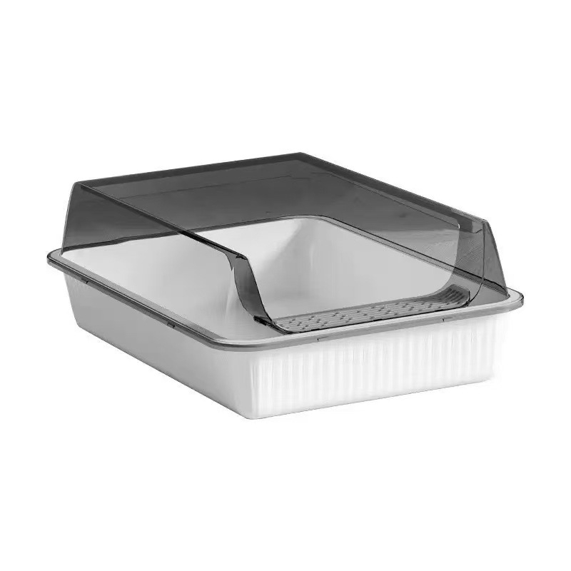 Cutie de gunoi pentru pisici din plastic PP, semi-închisă, îngroșată, anti-stropire, anti-praf, protecție împotriva mirosului