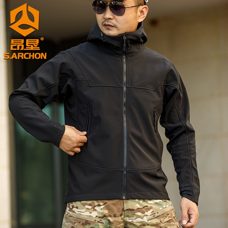 Softshell bunda pre vonkajšie použitie, s kapucňou, nepremokavá a vetruodolná, udržuje teplo, unisex, 3-v-1 zimná verzia