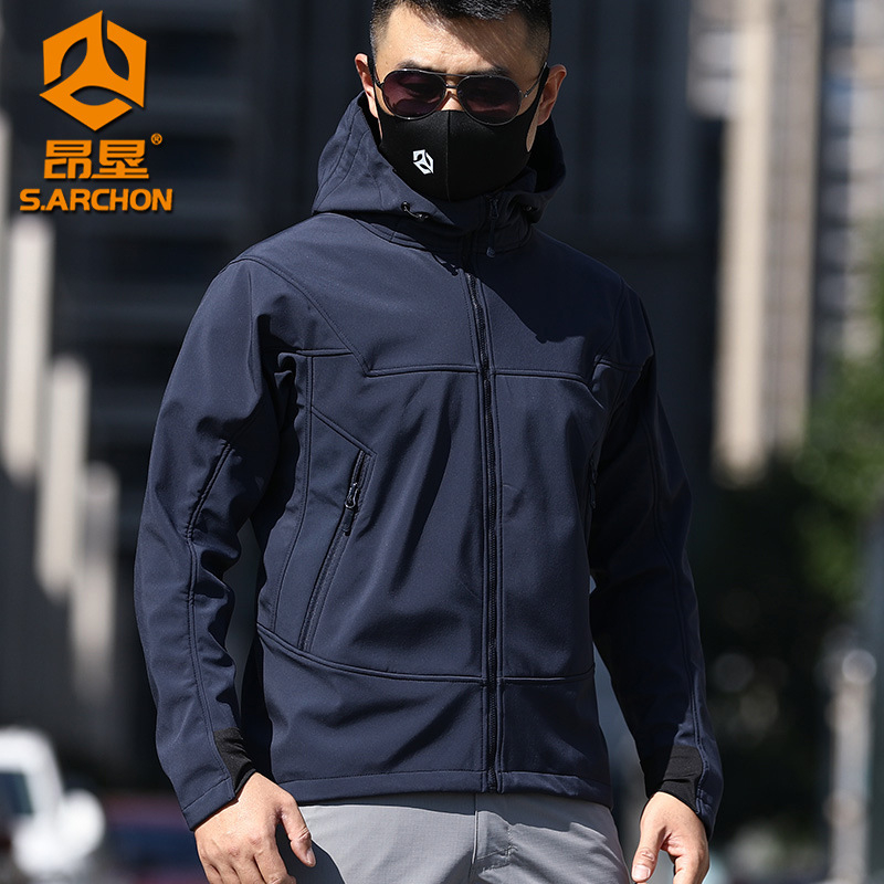 Μπουφάν Softshell για εξωτερικούς χώρους, με κουκούλα, αδιάβροχο και ανθεκτικό στον άνεμο, διατηρεί τη ζεστασιά, Unisex, 3-σε-1 χειμερινή έκδοση