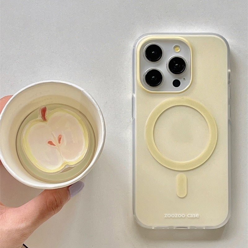 Silikonska maska s dvostrukim magnetskim dizajnom i motivom zelenog jabuka za iPhone 13–17 Pro Max