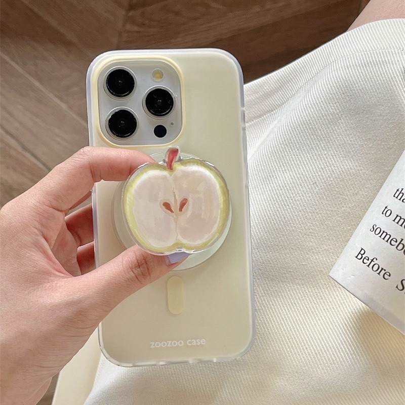Silikonska maska s dvostrukim magnetskim dizajnom i motivom zelenog jabuka za iPhone 13–17 Pro Max