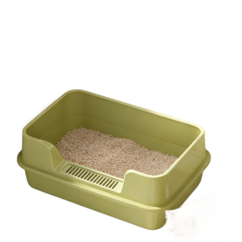 Cutie de nisip pentru pisici, gard înalt anti-strop, design semiînchis cu acces deschis, construcție pătrată din PP, marcă privată