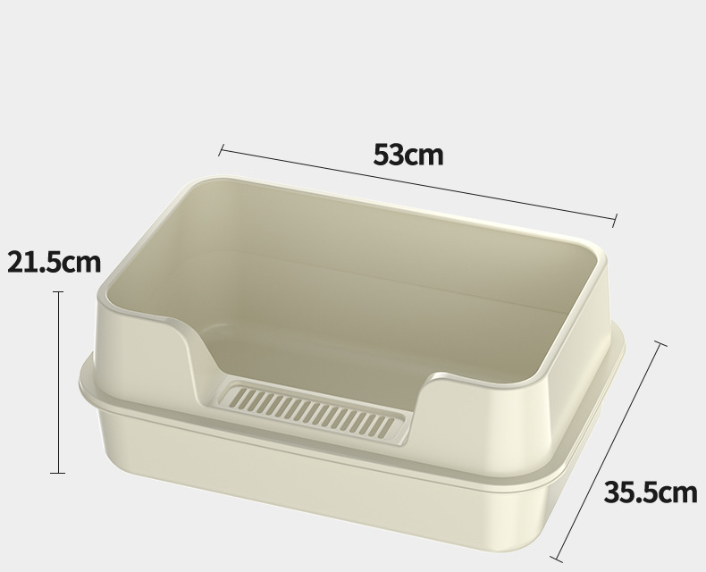 Cutie de nisip pentru pisici, gard înalt anti-strop, design semiînchis cu acces deschis, construcție pătrată din PP, marcă privată