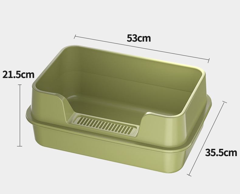 Cutie de nisip pentru pisici, gard înalt anti-strop, design semiînchis cu acces deschis, construcție pătrată din PP, marcă privată