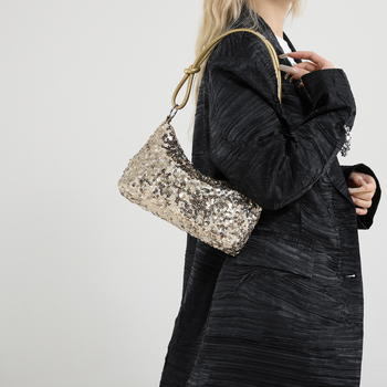 Geantă de umăr crossbody din PU, Stil urban minimalist, Formă orizontală pătrată, Fermoar, Căptușeală din poliester