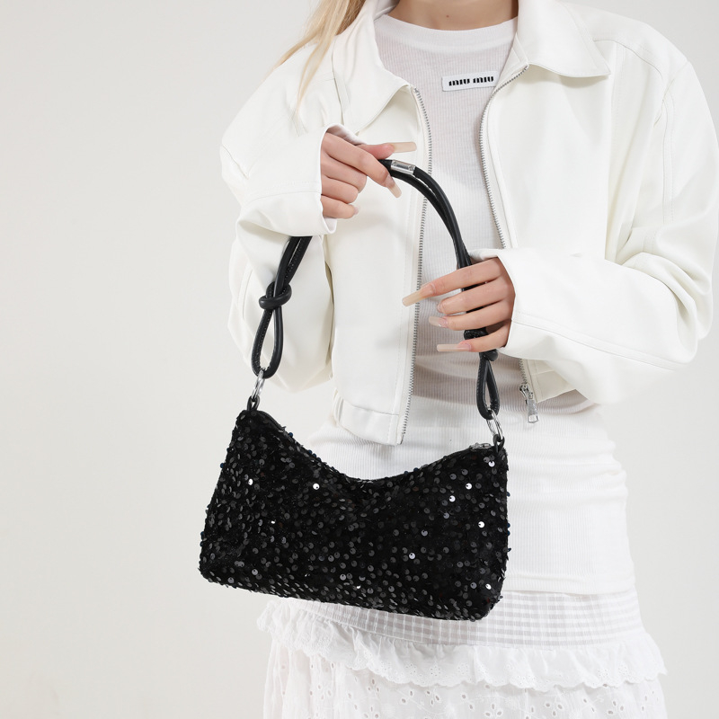 Geantă de umăr crossbody din PU, Stil urban minimalist, Formă orizontală pătrată, Fermoar, Căptușeală din poliester