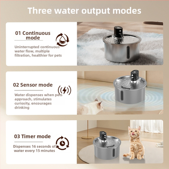 Posuda za vodu za kućne ljubimce od nehrđajućeg čelika, konstantna temperatura grijanja, kružna filtracija, bežični, pogodna za mačke i pse (Model LE-SS01, 700 g)