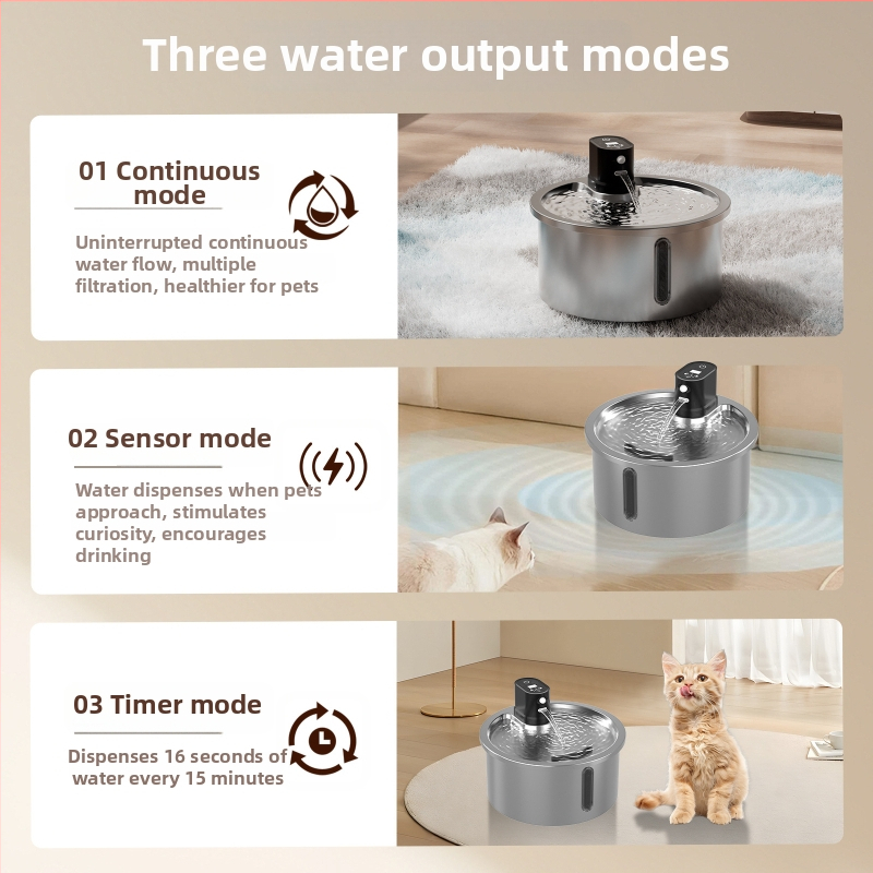Posuda za vodu za kućne ljubimce od nehrđajućeg čelika, konstantna temperatura grijanja, kružna filtracija, bežični, pogodna za mačke i pse (Model LE-SS01, 700 g)