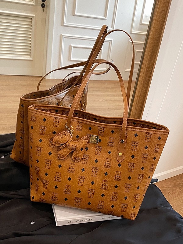 Női tote táska – retro stílus, nagy kapacitású, PU anyagból, vízszintes négyzet alakú, cipzáras nyitás, nylon bélés