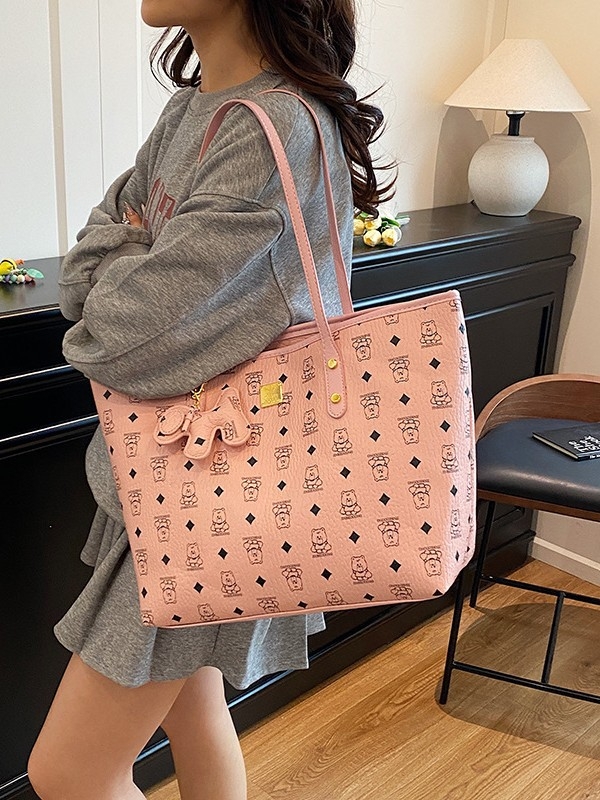 Női tote táska – retro stílus, nagy kapacitású, PU anyagból, vízszintes négyzet alakú, cipzáras nyitás, nylon bélés