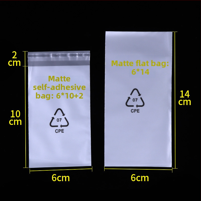 Matná samolepiaca taška z CPE pre elektronické príslušenstvo, ploché otvorenie, zosilnený dizajn