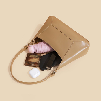 Geantă crossbody din piele, formă de scoică, închidere cu fermoar, buzunar interior cu fermoar și buzunar pentru card de identitate, curele duble