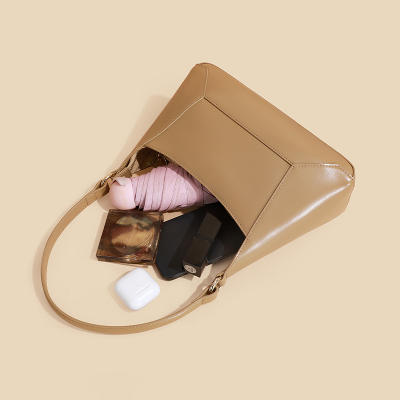 Geantă crossbody din piele, formă de scoică, închidere cu fermoar, buzunar interior cu fermoar și buzunar pentru card de identitate, curele duble