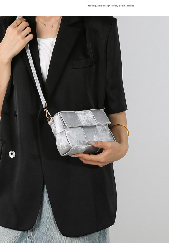 Geantă de umăr în stil urban minimalist, material PU, formă pătrată orizontală, căptușeală din nylon, închidere cu capac