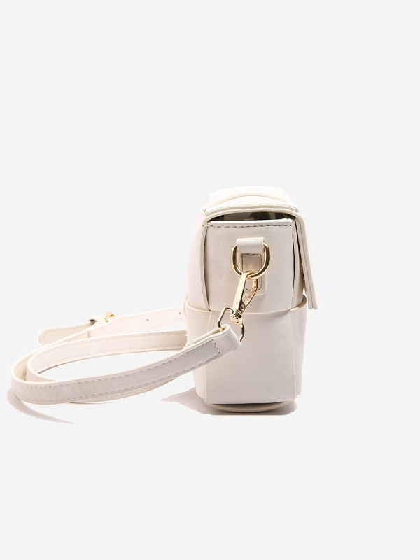 Geantă de umăr în stil urban minimalist, material PU, formă pătrată orizontală, căptușeală din nylon, închidere cu capac