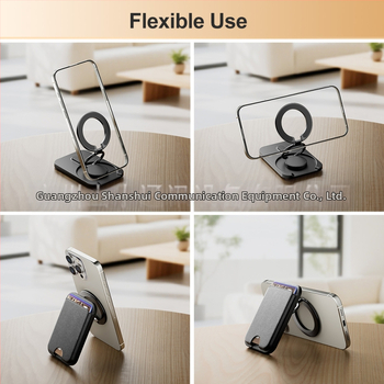 Išmaniojo telefono dėklas su MagSafe kortelių laikikliu ir daugybės kampų metaline stovu - PU oda, universalus, vienos spalvos raštas