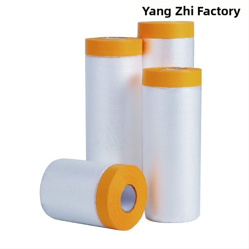 Žltá maskovacia fólia pre dekoráciu a lakovanie áut, maskovacie papier, prachotesná ochrana miestnosti — materiál PE, séria 1