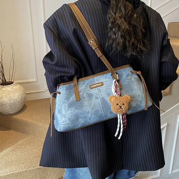 Geantă de subraț în stil urban simplu, material PU, formă orizontală pătrată, fermoar