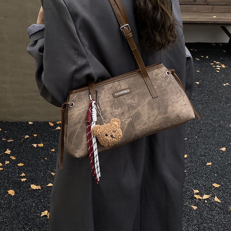 Geantă de subraț în stil urban simplu, material PU, formă orizontală pătrată, fermoar