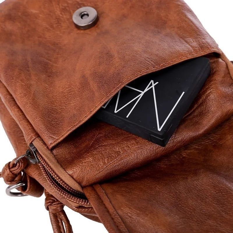 Geantă crossbody pentru telefon pentru femei, stil casual, din piele sintetică, închidere cu capac, căptușeală din piele artificială, primăvara 2025