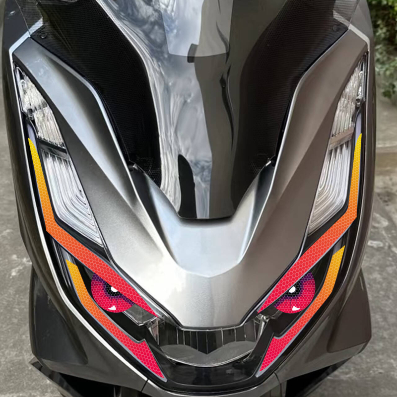 Naljepnica za svjetla motocikla – reflektirajući dizajn linije oka • ABS materijal • marka Like • ljepilo za montiranje • bez prilagodbe