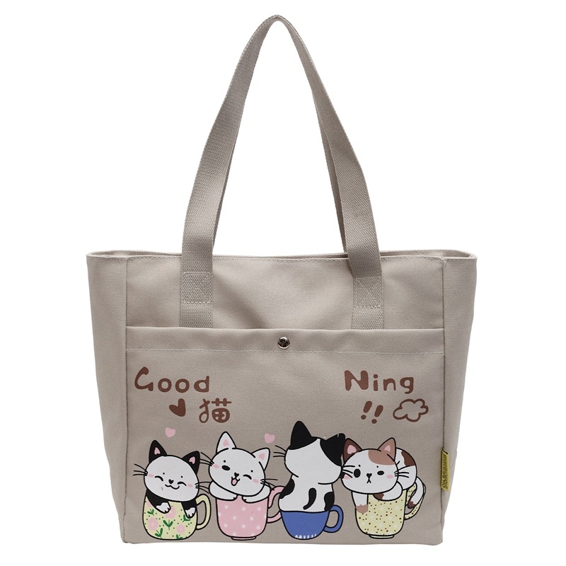 Chenyun canvas taška pre ženy s uzáverom na zips, dvojité ramenné popruhy, vnútorná vrecko na zips, polyesterová podšívka