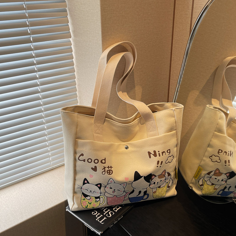 Chenyun canvas taška pre ženy s uzáverom na zips, dvojité ramenné popruhy, vnútorná vrecko na zips, polyesterová podšívka