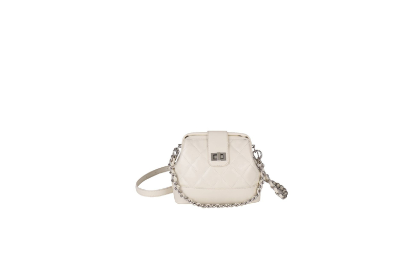 Geantă PU de tip shell cu lanț – formă orizontală pătrată, curea crossbody, închidere cu lacăt, buzunar interior cu fermoar și buzunar ID, pentru uz zilnic