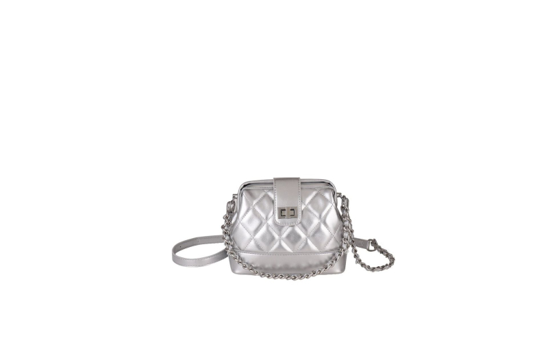 Geantă PU de tip shell cu lanț – formă orizontală pătrată, curea crossbody, închidere cu lacăt, buzunar interior cu fermoar și buzunar ID, pentru uz zilnic