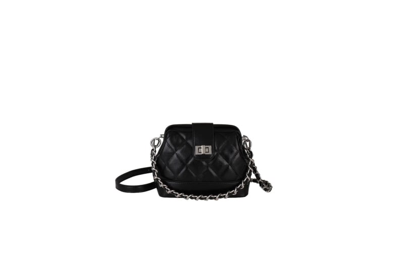 Geantă PU de tip shell cu lanț – formă orizontală pătrată, curea crossbody, închidere cu lacăt, buzunar interior cu fermoar și buzunar ID, pentru uz zilnic