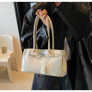 Geantă Kelly în stil urban, Material PU, formă orizontală pătrată, închidere cu fermoar, căptușeală poliester, buzunar interior laminat