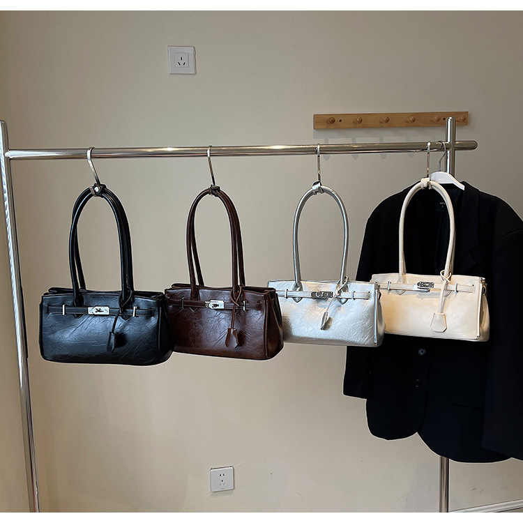 Geantă Kelly în stil urban, Material PU, formă orizontală pătrată, închidere cu fermoar, căptușeală poliester, buzunar interior laminat