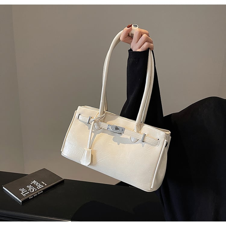 Geantă Kelly în stil urban, Material PU, formă orizontală pătrată, închidere cu fermoar, căptușeală poliester, buzunar interior laminat